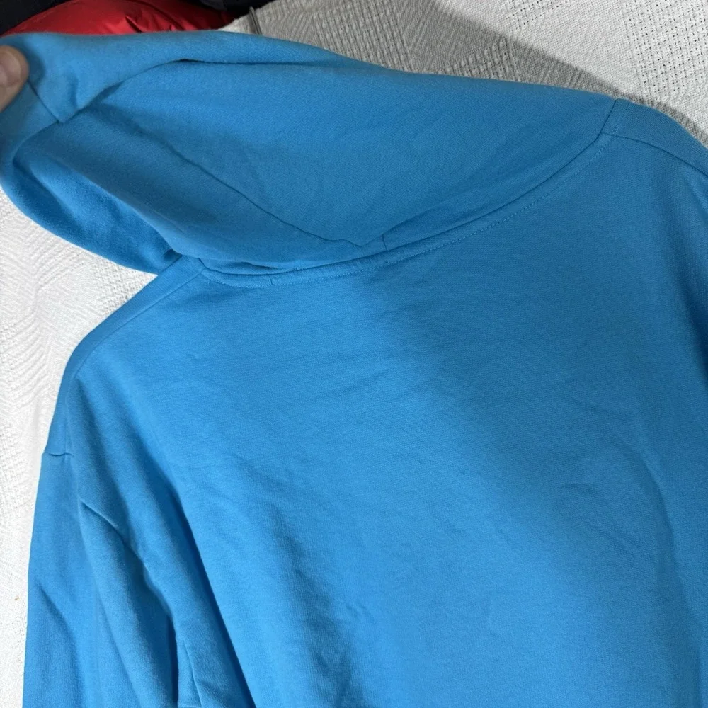 Disney Girls‎ Sweatshirt L Turquoise Logo Hoodie Cropped Pullover Long Sleeve